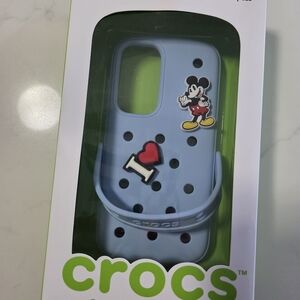CROCS Light Blue Phone Case with Mickey & Heart Charms